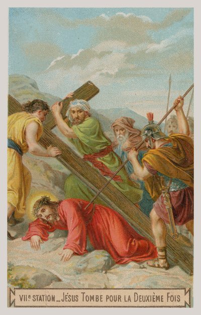 Jesús cae por segunda vez. La séptima estación de la cruz de French School
