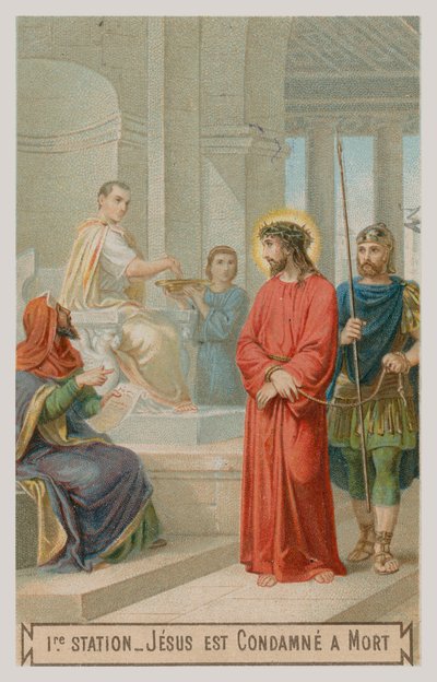 Jesús es condenado a muerte. La primera estación de la cruz de French School