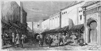 Población judía de Tetuán (Tetuan) en Marruecos: vista de un bazar judío de French School