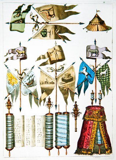 Símbolos judíos, banderas y Torá de French School