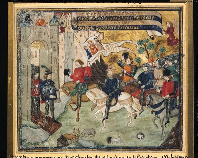 Juana de Arco (1412-31) anunciando la liberación de Orleans a Carlos VII (1403-61) en Loches de French School