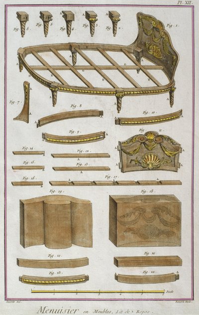 Carpintero, un sofá, ilustración de la Encyclopedie des Sciences et Metiers por Denis Diderot (1713-84) grabado por Robert Benard (fl.1734) publicado c.1770 de French School