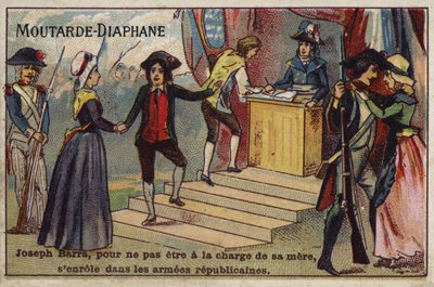 Joseph Bara, niño soldado revolucionario francés, alistándose en el ejército republicano de French School