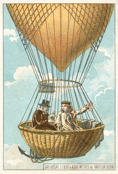 Joseph Louis Gay-Lussac y Jean-Baptiste Biot en un globo a una altitud de 4000 metros de French School