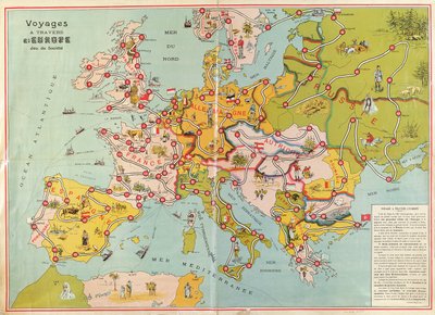 Juego de mesa Viajes por Europa, c.1875 de French School