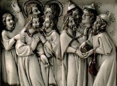 Judas recibiendo treinta piezas de plata, (detalle) de French School