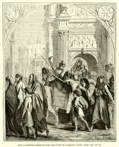 Judíos y cristianos expulsados de Roma por orden del emperador Claudio de French School