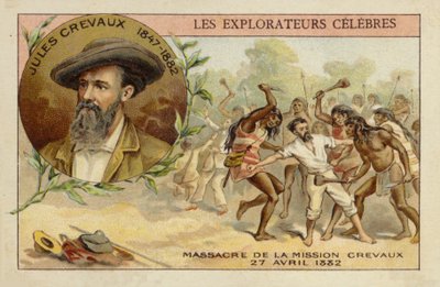 Jules Crevaux (1847-1882) en las orillas del río Pilcomayo en Argentina el 27 de abril de 1882 de French School