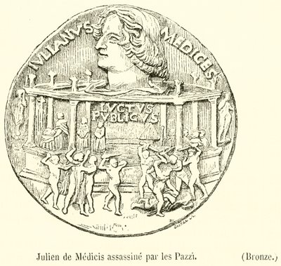 Julien de Medicis asesinado por los Pazzi, Bronce de French School