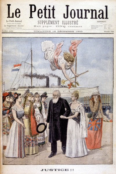 ¡Justicia! : El presidente Kruger viene a defender la causa de su pueblo en Holanda, ante la reina Guillermina - en “Le Petit Journal” del 16/12/1900 de French School