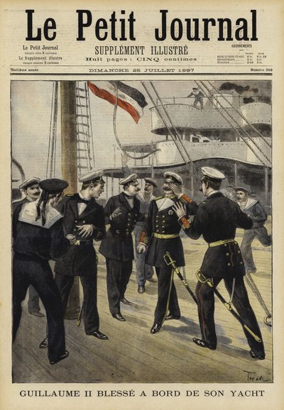 Kaiser Wilhelm II de Alemania herido a bordo de su yate, 1897 de French School