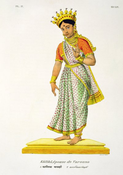 Kalika esposa de Varuna, grabado por C. de Motte (1785-1836) de French School