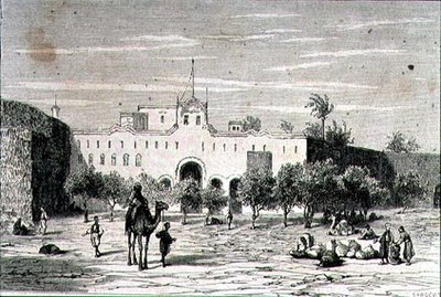 Jartum, Sudán, en la década de 1860, grabado por Alfred Louis Sargent de French School