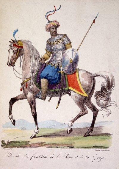 Guerrero kurdo de las fronteras de Persia y Georgia, principios del siglo XIX de French School
