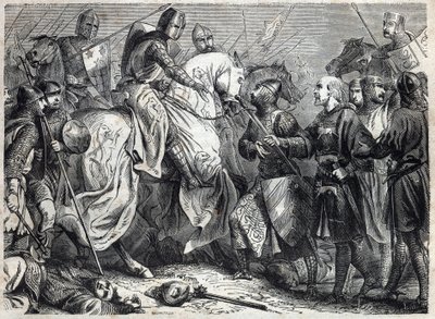 El rey Alfonso V el Magnánimo (v. 1396-1458), rey de Aragón, conquista el reino de Nápoles. Grabado en “Historia de los Papas (...) Crímenes de los Reyes y Emperadores a través de los siglos” de Maurice Lachatre. de French School