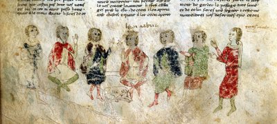 Rey Arturo y los Caballeros. Manuscrito francés del siglo XIII. Biblioteca Marciana, Venecia. de French School