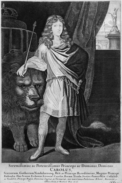 Rey Carlos XII (1682-1718) de Suecia, finales del siglo XVII de French School