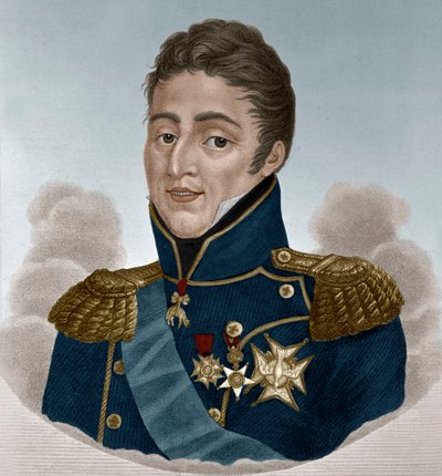 Rey Carlos X de Francia (grabado en color) de French School