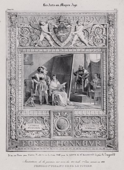 El rey Francisco I de Francia posando para su retrato por el pintor italiano Tiziano de French School
