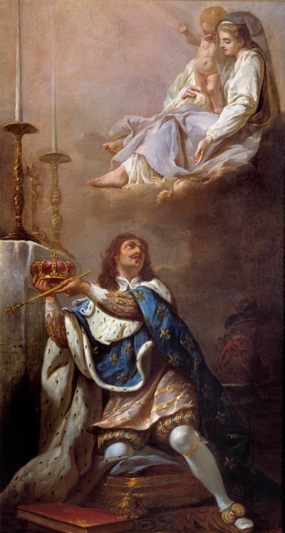 El rey Luis XIII ofreciendo su corona a la Virgen de French School