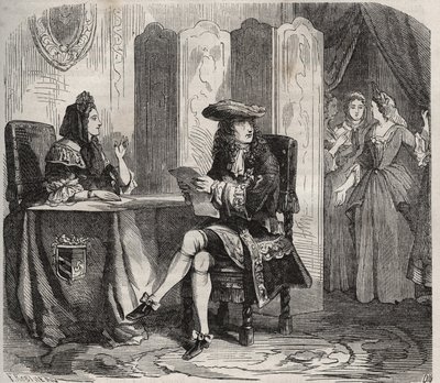 Rey Luis XIV (1638-1715) y su esposa, la Marquesa de Maintenon (Françoise d