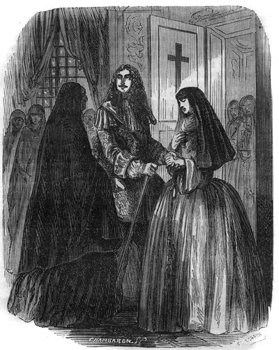 Rey de Francia Luis XIV (1638-1715) con Louise Françoise de la Vallière (1644 - 1710). Grabado del siglo XIX. de French School