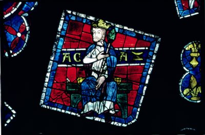 Rey de Judá, detalle de la ventana rosa norte, c.1223 de French School