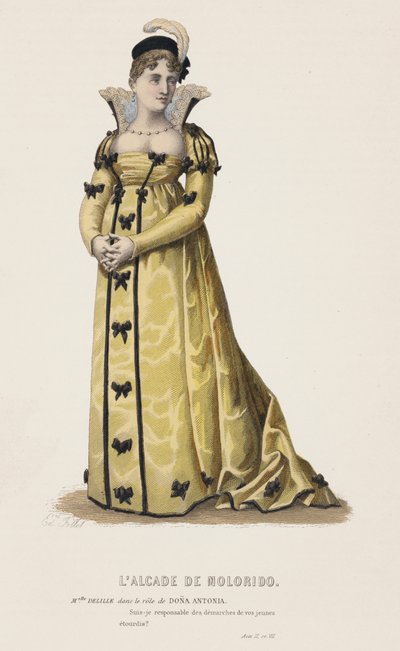 El Alcalde de Molorido, Acto II, Escena VII (grabado coloreado) de French School