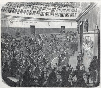 La Escuela de Medicina de París - el gran anfiteatro - Grabado en “Tableau-de-Paris” de Edmond Texier 1852 de French School