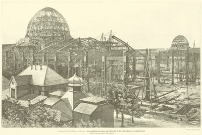 La Exposición Universal de 1889, Las Estructuras de los Palacios de Bellas Artes y Artes Liberales, en el Campo de Marte, Según la fotografía de M Godefroy (grabado) de French School