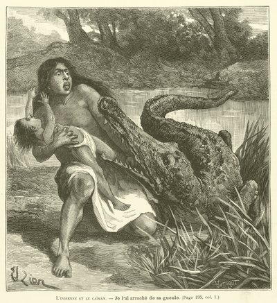 La india y el caimán (grabado) de French School