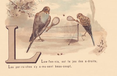 L: Lawn-Tennis, es el juego de los astutos; ¡Los periquitos se divierten mucho! de French School