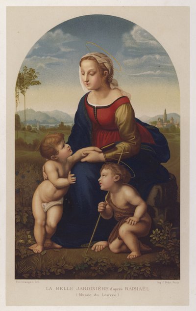 La Belle Jardiniere según Rafael, Museo del Louvre (cromolito) de French School