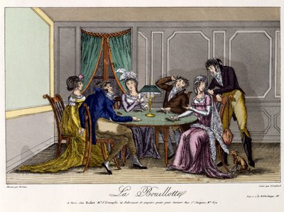 La Bouillotte, c.1810 (grabado coloreado a mano) de French School