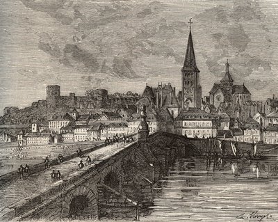 La Charité-sur-Loire - Nièvre, en la región de Borgoña - grabado en "Francia ilustrada: geografía, historia, administración estadística" por V.-A. Malt-Brown. 1884 de French School