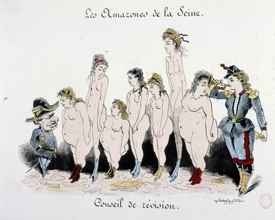 La Comuna: Consejo de revisión de las amazonas del Sena - dibujo, Museo Carnavalet de French School