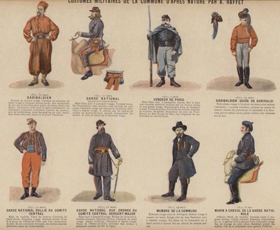 La Comuna de París, Trajes Militares de la Comuna por A Raffet (litografía en color) de French School