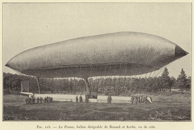 La France, dirigible de Renard y Krebs, visto de lado de French School
