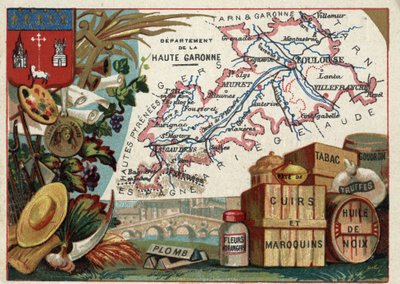 La Haute Garonne, Francia. Serie sobre los Departamentos Franceses. Cromolitografía, circa 1920. Colección privada de French School