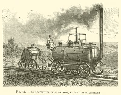 La locomotora de Blenkinsop, con cremallera central de French School