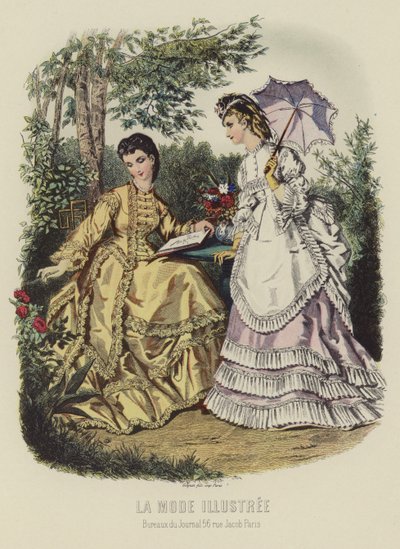 La Mode Illustrée, dos mujeres bien vestidas de French School