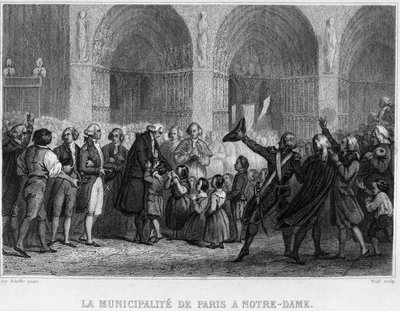 La Municipalidad de París en Notre-Dame - en "Revolución francesa" por Thiers. Siglo XIX de French School