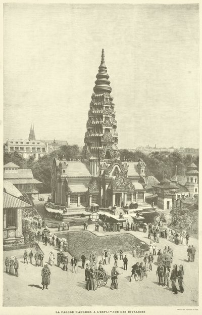 La Pagoda de Angkor en la Explanada de los Inválidos de French School