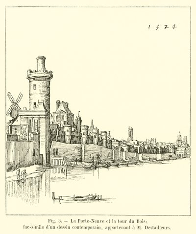 La Porte-Neuve y la torre del Bosque; facsímil de un dibujo contemporáneo, perteneciente a M Destailleurs de French School