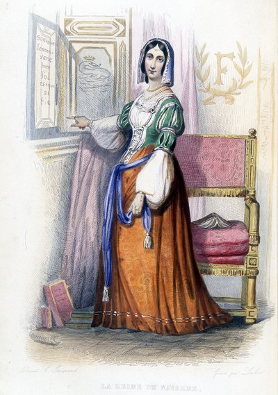 La Reina de Navarra (¿Margarita?) - en “Le Plutarque français”, ed. Mennechet de French School