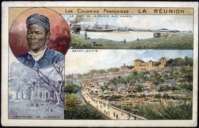 La Reunión, vista de St Denis - tarjeta postal cromo, deb. siglo XX de French School