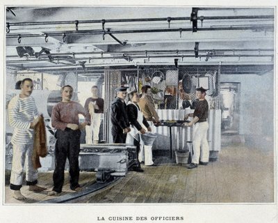 La cocina de los oficiales - en "Album militaire - Marine: La vie à bord" de French School