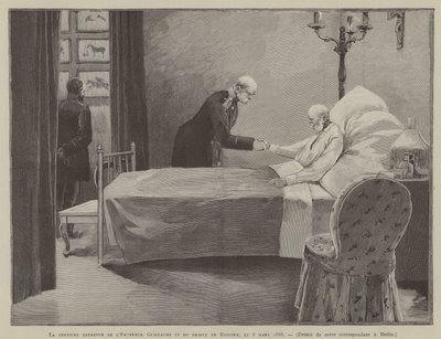 El último encuentro entre el Kaiser Guillermo y el Príncipe Bismark, 8 de marzo de 1888 (grabado) de French School