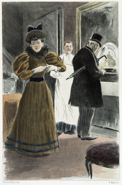 La galantería en el hotel - en "Our contemporains" por Octave Uzanne de French School