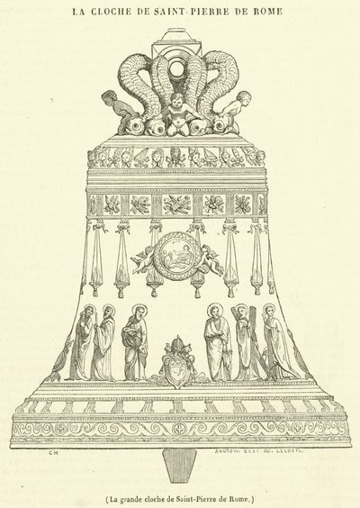 La gran campana de San Pedro en Roma (grabado) de French School